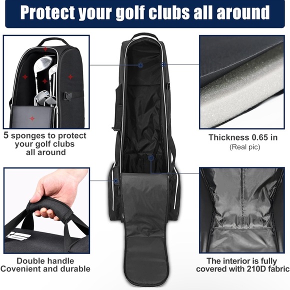 NEW! Partage Golf Travel Bag with Wheels Golf Travel Case for Airlines Black - Picture 4 of 12